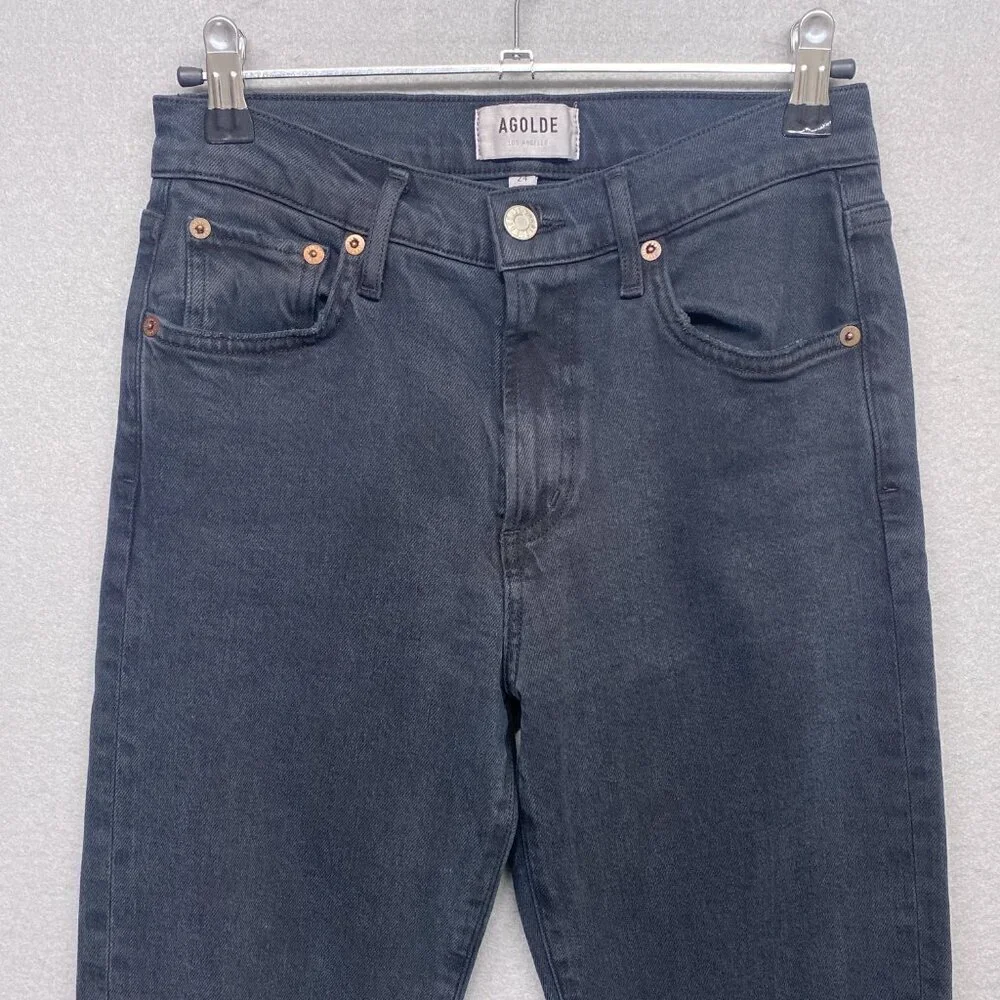 AGOLDE Jeans Womens 24 Black Toni Mid Rise Straight Organic Cotton Blend